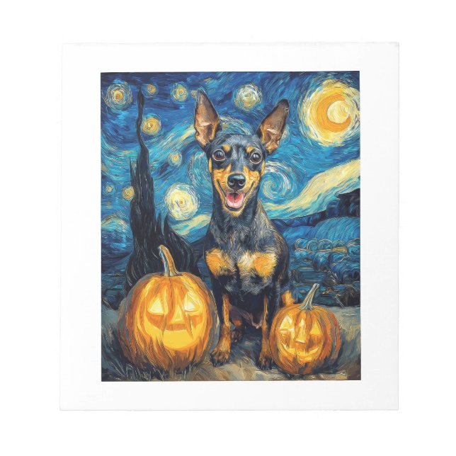 Bloc-note Pinscher Nain Chien Mignon Halloween Jack O Lante (Devant)