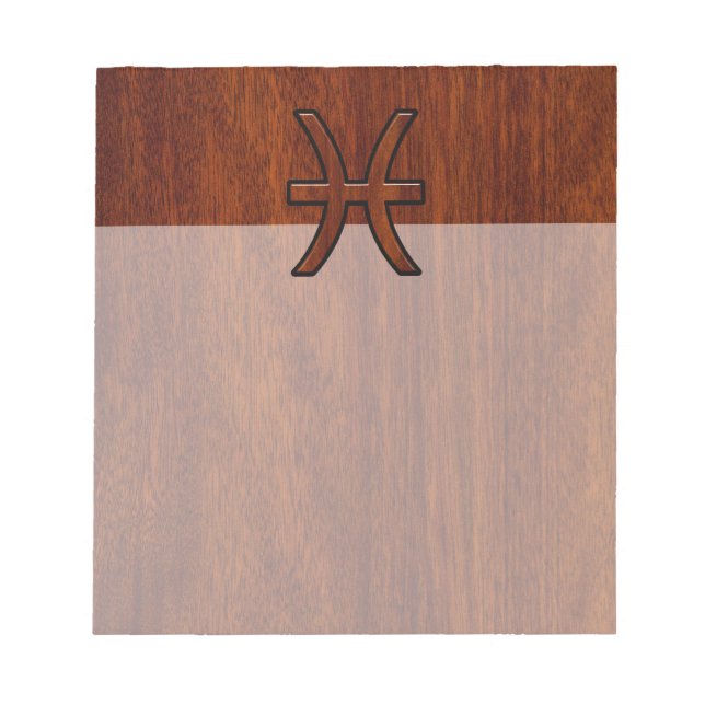 Bloc-note Pisces Zodiac Sign in Mahogany Wood Style (Devant)