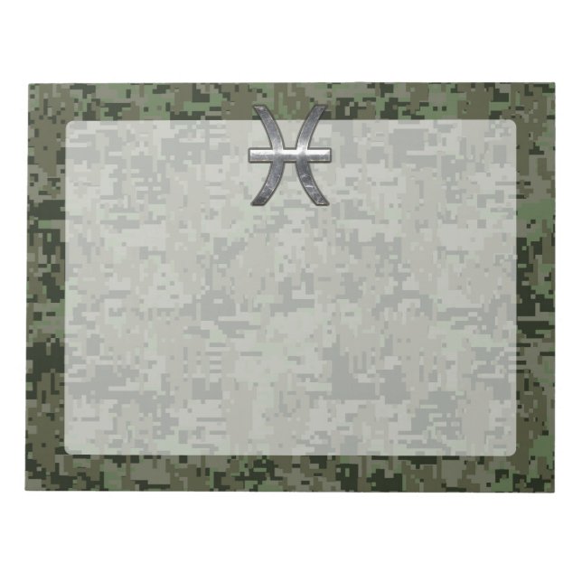 Bloc-note Pisces Zodiac Sign on Woodland Green Digital Camo (Devant)