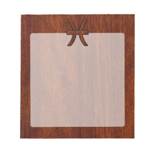 Bloc-note Pisces Zodiac Sign Rich Mahogany wood grain style