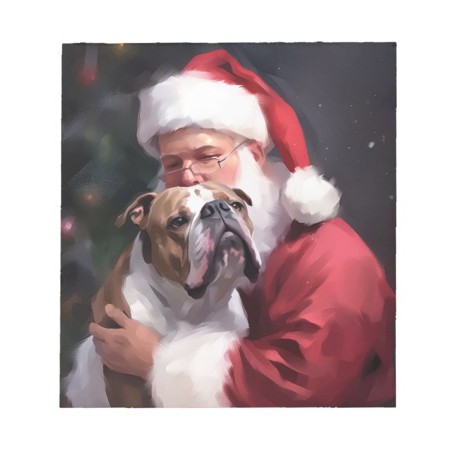 Bloc-note Pitbull avec le Père Noël Fête de Noël (Devant)