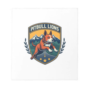 Bloc-note Pitbull Lions Vintage Mascotte Badge Sportif Vecte