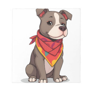 Bloc-note Pitbull mignon avec bandana Gif amateur de chien