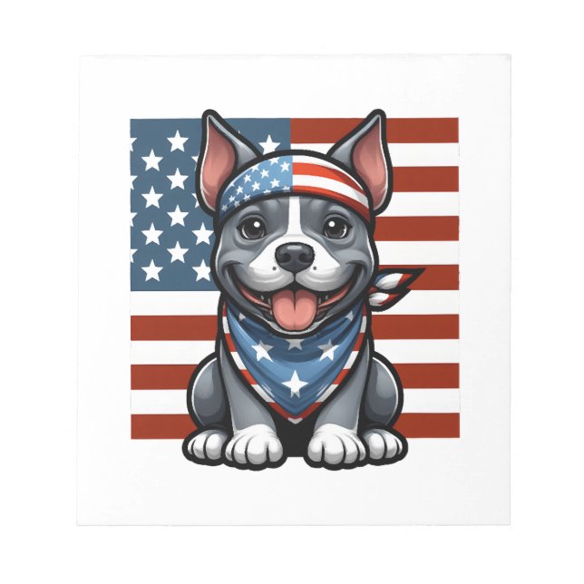 Bloc-note Pitbull Patriotique Drapeau Américain 4 Juillet BB (Devant)