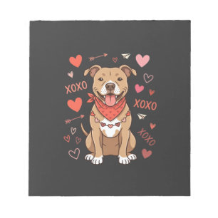 Bloc-note Pitbull Saint-Valentin Chien XOXO Design d'amour