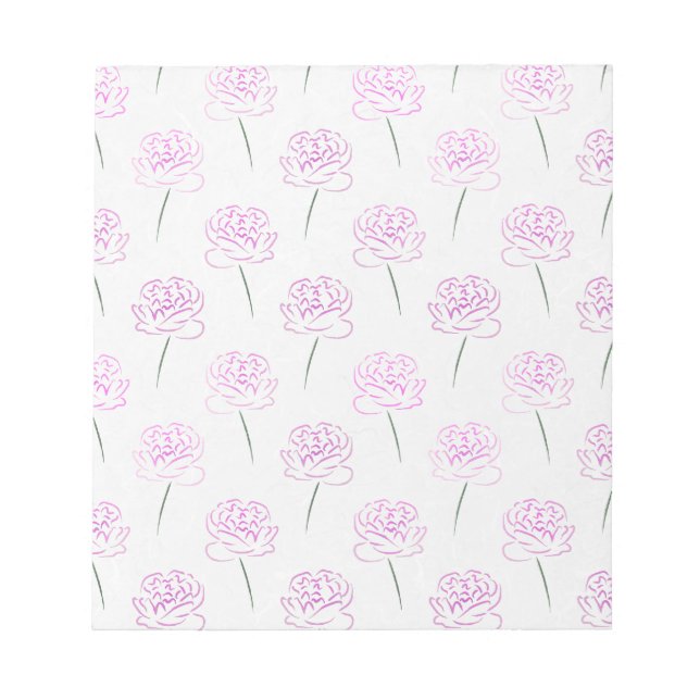 Bloc-note pivoines roses (Devant)