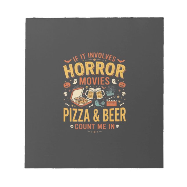 Bloc-note Pizza Bière Films d'Horreur Design Halloween_1 (Devant)