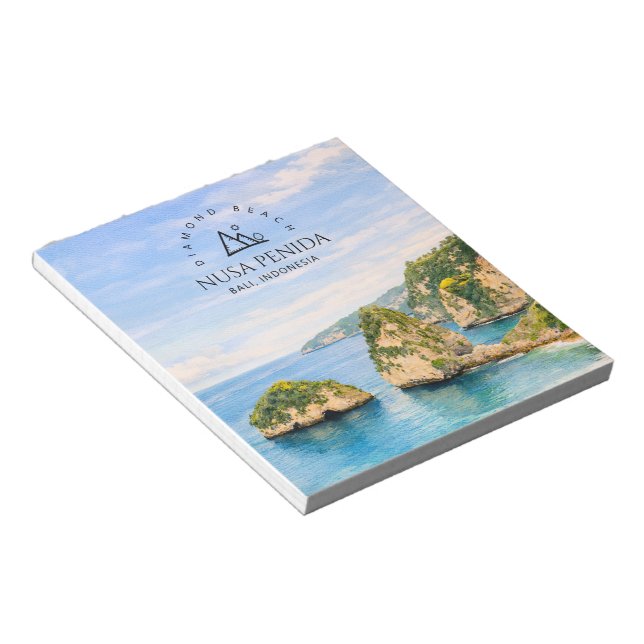 Bloc-note Plage de diamants Bali Aquarelle Mer turquoise (Incliné)