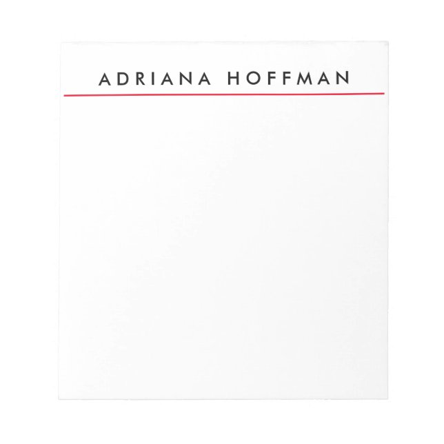 Bloc-note Plain Black White Professional Minimalist Name (Devant)