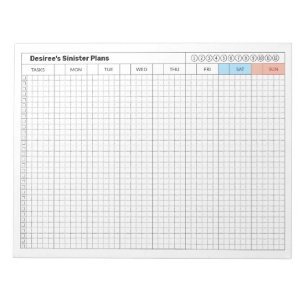 Bloc-note Plan hebdomadaire - Plan sinistre