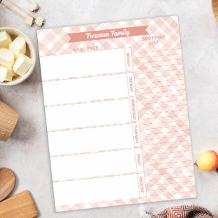 Bloc-note Plan Neutre Plaid Family Repas Planner & Liste d'a