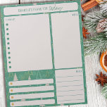 Bloc-note Plan quotidien Pine Trees Notes Repas à faire List<br><div class="desc">Planificateur quotidien personnalisé avec pins en vert et or. Le planificateur a des sections pour votre liste d'activités,  des notes,  des repas,  des rendez-vous ou des rappels. Ce bloc-notes déchiré est imprimé sur chaque page pour vous dernier pendant 40 jours - parfait pour l'hiver et la saison des fêtes.</div>