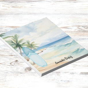 Bloc-note Planche de surf plage tropicale palmiers