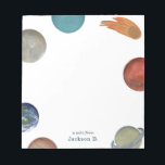 Bloc-note Planètes peintes Enfants<br><div class="desc">Système solaire peint et planètes illustrant la Terre,  Mars,  Vénus,  Mercure,  Lune,  Soleil,  Neptune,  Saturne,  Jupiter,  Uranus,  Pluton,  comètes et étoiles sur un arrière - plan blanc conçu par Shelby Allison.</div>