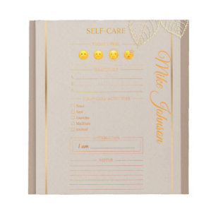 Bloc-note Planificateur classique de soins personnels or aqu