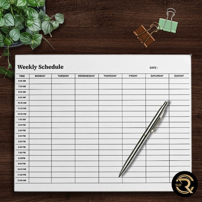 Bloc-note Planificateur de bureau d'horaire quotidien hebdom (Créateur téléchargé)