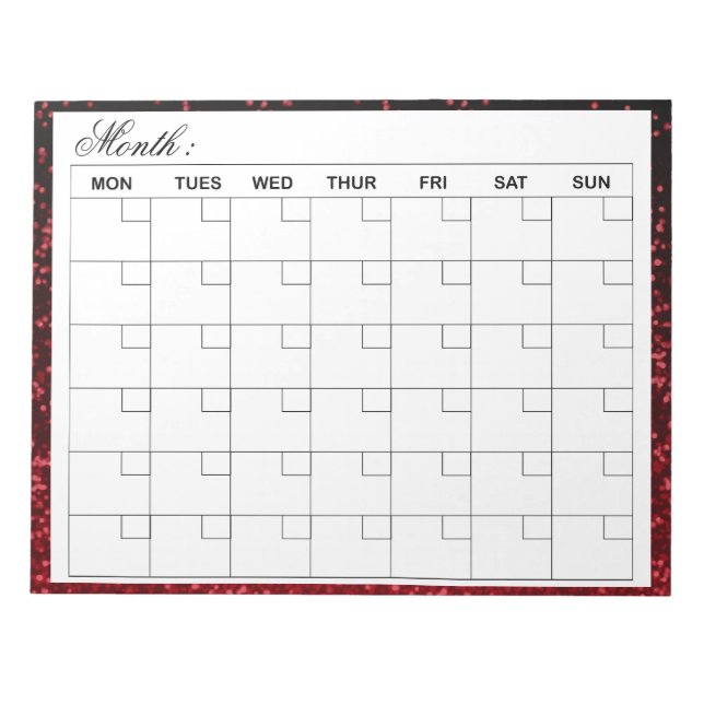 Bloc-note Planificateur de calendrier mensuel élégant (Devant)