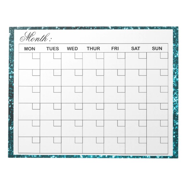Bloc-note Planificateur de calendrier mensuel élégant (Devant)