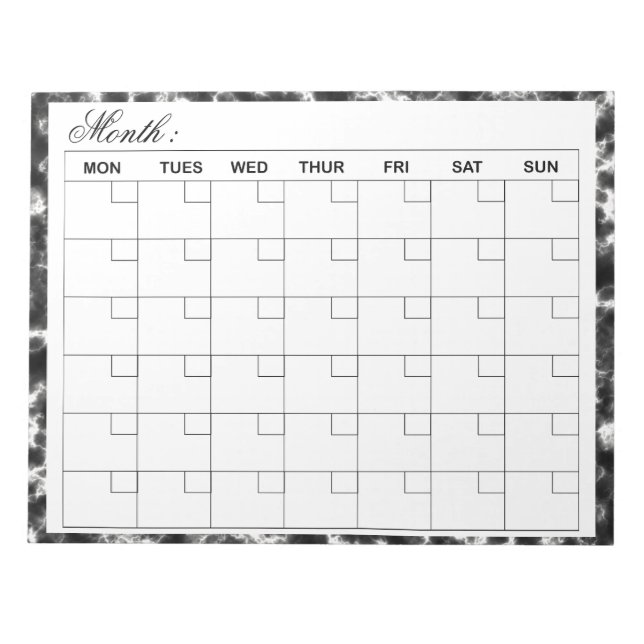 Bloc-note Planificateur de calendrier mensuel élégant (Devant)