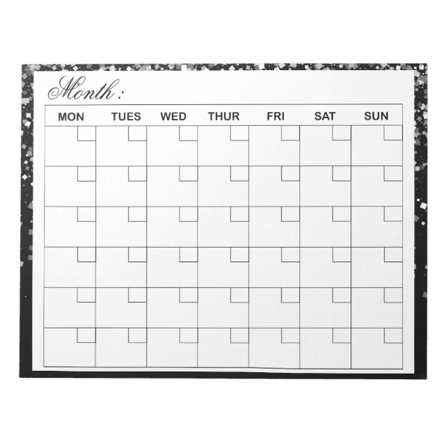 Bloc-note Planificateur de calendrier mensuel élégant (Devant)