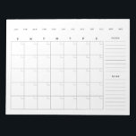 Bloc-note Planificateur de calendrier mensuel minimal vide<br><div class="desc">Un planificateur de calendrier vierge et non daté qui vous permet d'écrire votre calendrier de remise en forme,  vos événements,  vos tâches,  vos repas et plus encore!</div>