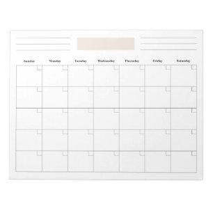 Bloc-note Planificateur de calendrier mensuel vide
