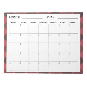 Bloc-note Planificateur de calendrier vierge mensuel élégant