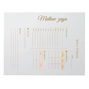 Bloc-note Planificateur de fitness quotidien fond gris or