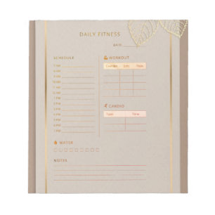 Bloc-note Planificateur de fitness quotidien or aquarelle c