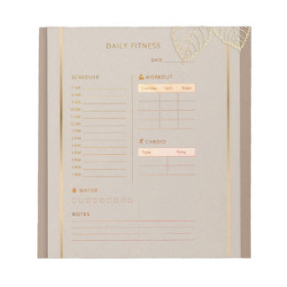 Bloc-note Planificateur de fitness quotidien or aquarelle c