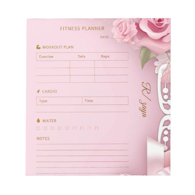 Bloc-note Planificateur de forme rose pastel or pâle  (Devant)