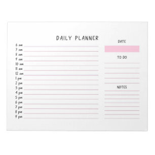 Bloc-note Planificateur de liste de tâches quotidien rose et