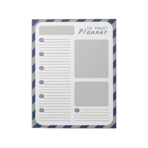 Bloc-note Planificateur de projet hebdomadaire - Bleu et Gri