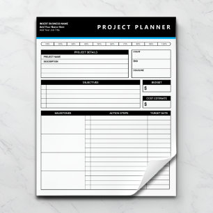 Bloc-note Planificateur de projet professionnel personnalisé