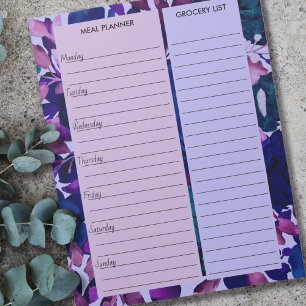 Bloc-note Planificateur de repas et liste de courses à fleur