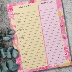 Bloc-note Planificateur de repas et liste de courses floral 