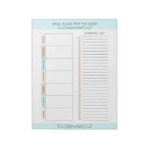 Bloc-note Planificateur de Repas Hebdomadaire Couleurs Clair