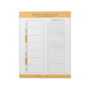 Bloc-note Planificateur de repas hebdomadaire Couleurs neutr