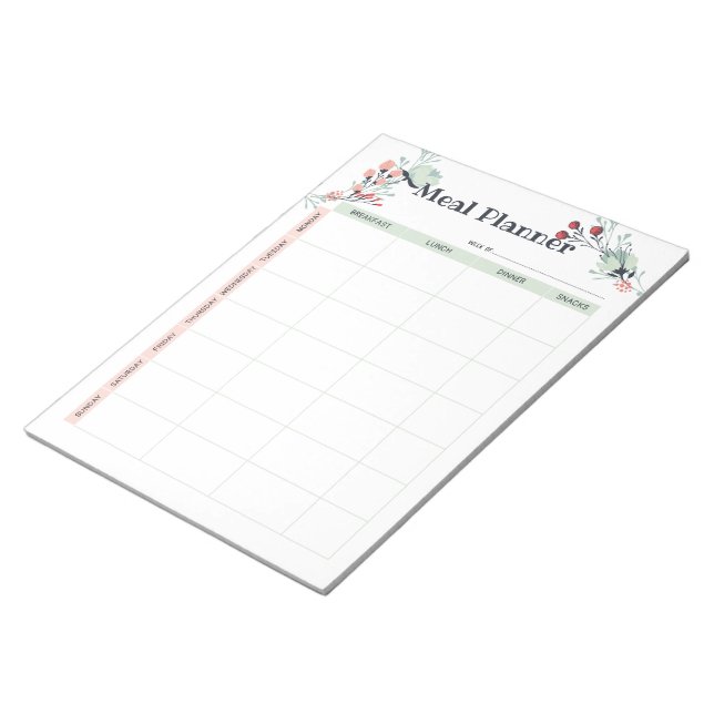 Bloc-note Planificateur de repas hebdomadaire dans un style  (Incliné)