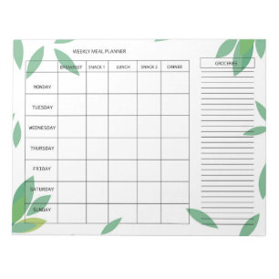 Bloc-note Planificateur de repas hebdomadaire de 7 jours – C