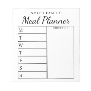 Bloc-note Planificateur de repas hebdomadaire familial