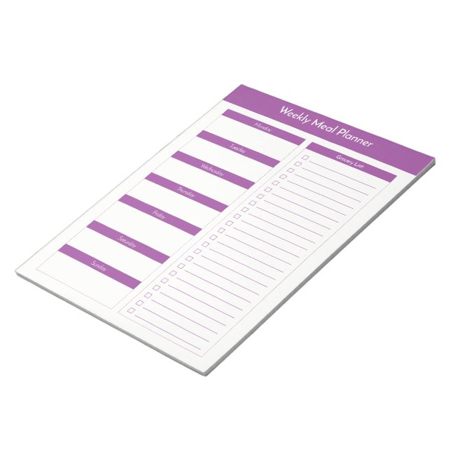 Bloc-note Planificateur de repas hebdomadaire - violet (Incliné)