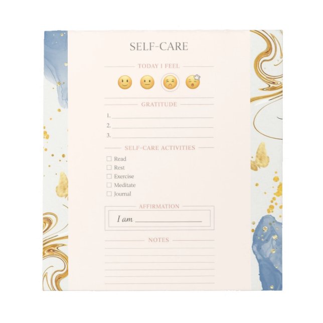 Bloc-note Planificateur de soins personnels rose blush or lu (Devant)