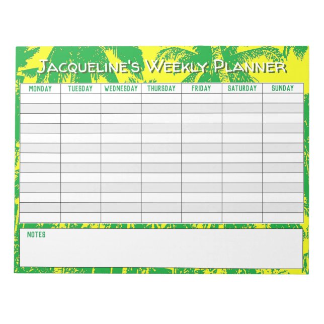 Bloc-note Planificateur hebdomadaire à personnaliser avec No (Devant)