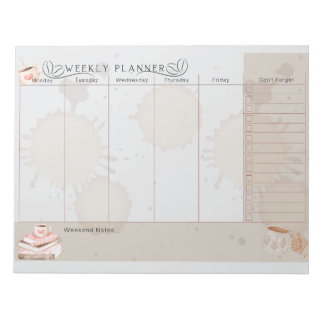 Bloc-note Planificateur hebdomadaire amateur de café
