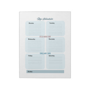Bloc-note Planificateur Hebdomadaire Bleu