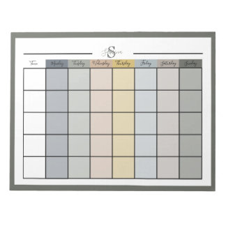 Bloc-note Planificateur hebdomadaire combinaison de couleurs