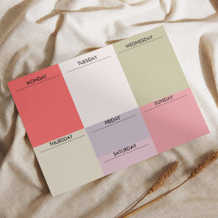 Bloc-note Planificateur hebdomadaire de blocs de couleurs