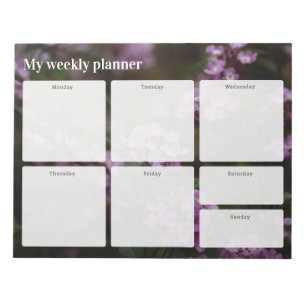 Bloc-note Planificateur hebdomadaire de fleurs violettes lun