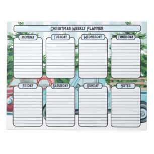 Bloc-note Planificateur hebdomadaire de Noël pour les voitur